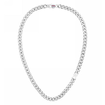Ανδρικό κολιέ Tommy Hilfiger 2790663 ατσάλινο σε ασημί χρώμα μετο λογότυπο της Tommy Hilfiger περασμένο στην αλυσίδα.